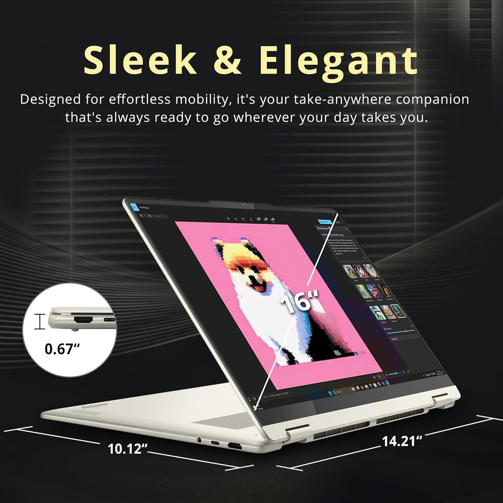 Lenovo Yoga 7 16' WUXGA 2-in-1 Touch Copilot+ Laptop, AMD Ryzen AI 5 340, 16GB LPDDR5X, 1.12TB Storage (1TB SSD+128GB Docking), AMD Radeon 840M, Backlit Keyboard, Fingerprint, WiFi 7, Win 11, Seashell