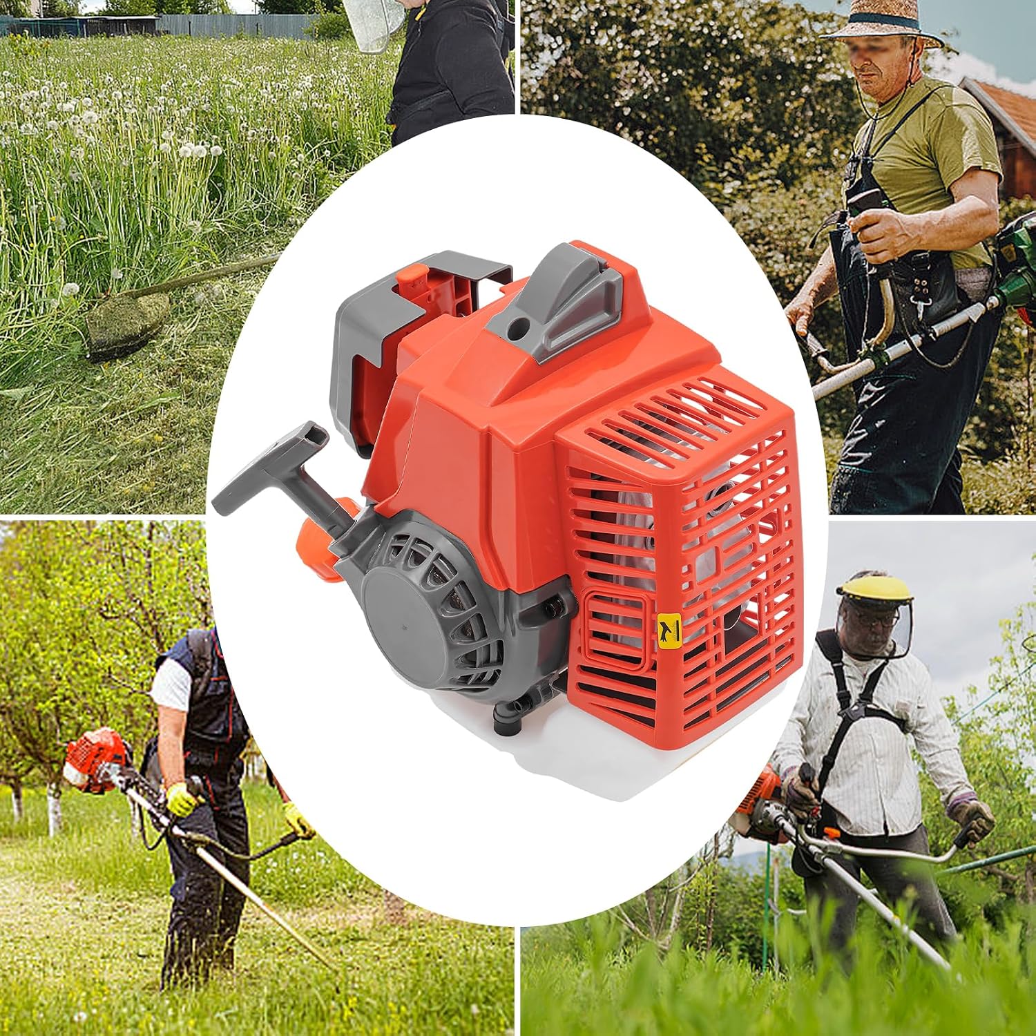 63.3cc 2 Stroke Gasoline Engine 3HP Gas Engine Motor Pull Start Petrol Engine with Air-Cooled System Single-Cylinder for Weed Whackers Brush Cutter Lawn Mower（7500 RPM）