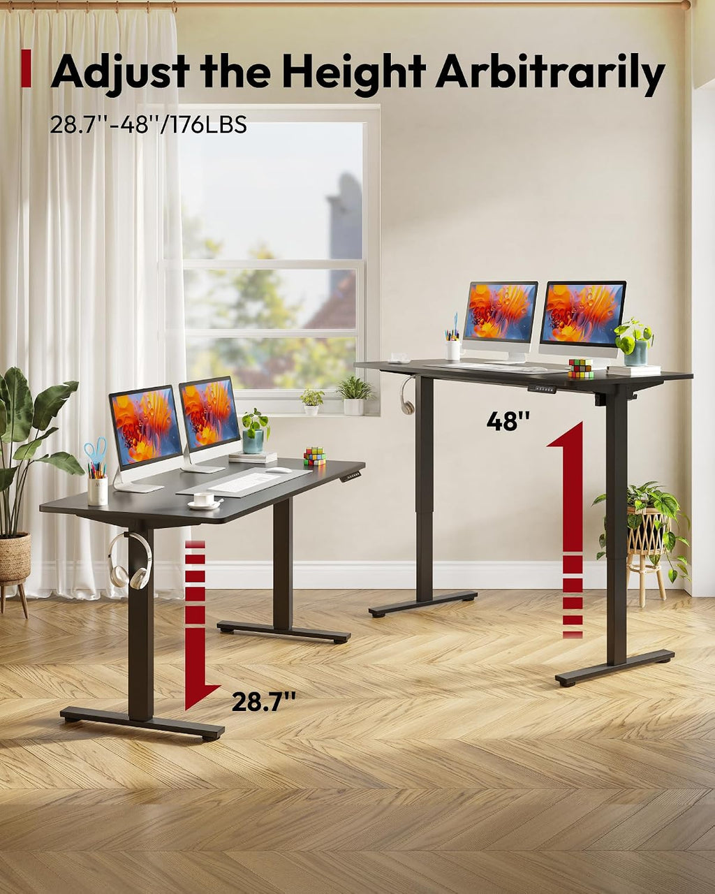 SANODESK Electric Standing Desk 79 x 32 Inches, Height Adjustable Sit Stand with Large Splice Board Desktop for Home Office, Computer Workstations，Memory Ergonomic Computer Desk, Black Frame/Black Top