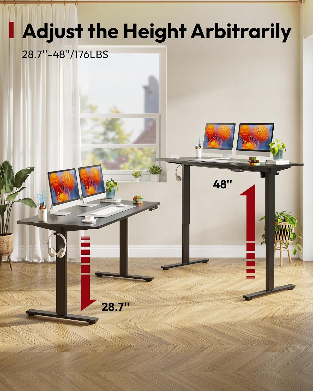 SANODESK Electric Standing Desk 79 x 32 Inches, Height Adjustable Sit Stand with Large Splice Board Desktop for Home Office, Computer Workstations，Memory Ergonomic Computer Desk, Black Frame/Black Top