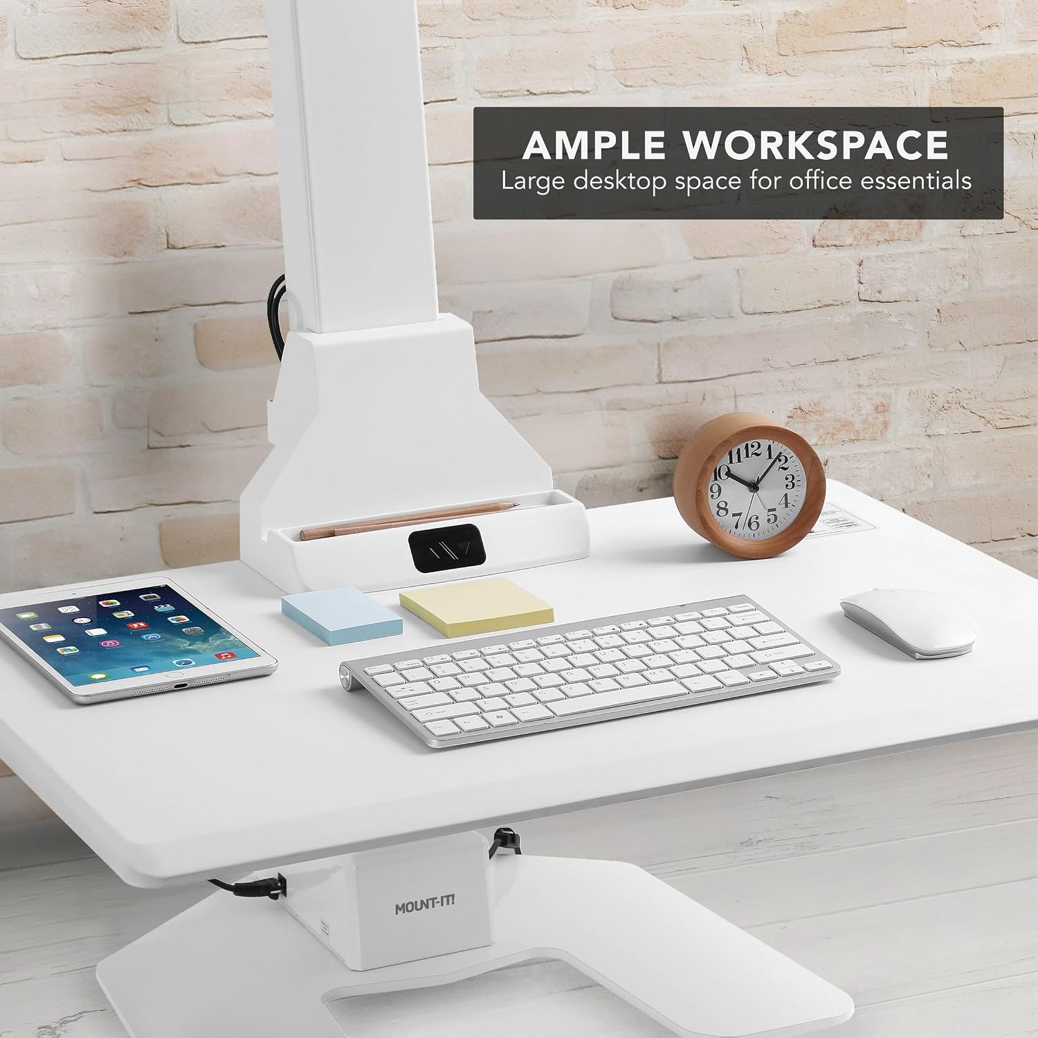 Mount-It! Triple Monitor Electric Standing Desk Converter - 3 Monitor Standing Desk is Height Adjustable, Sit-Stand Converting Desk for Home, Office Monitor Mounts Fits Screens up to 32' White