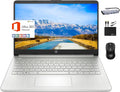 HP 2024 Premium 14' Micro-edge Portable Laptop Student Business, Intel Quad-Core N4120, 16GB RAM, 384GB (128GB eMMC+ 256GB Card), Webcam, WiFi, Windows 11S + 1 Year Office 365, MarxsolAccessory Silver