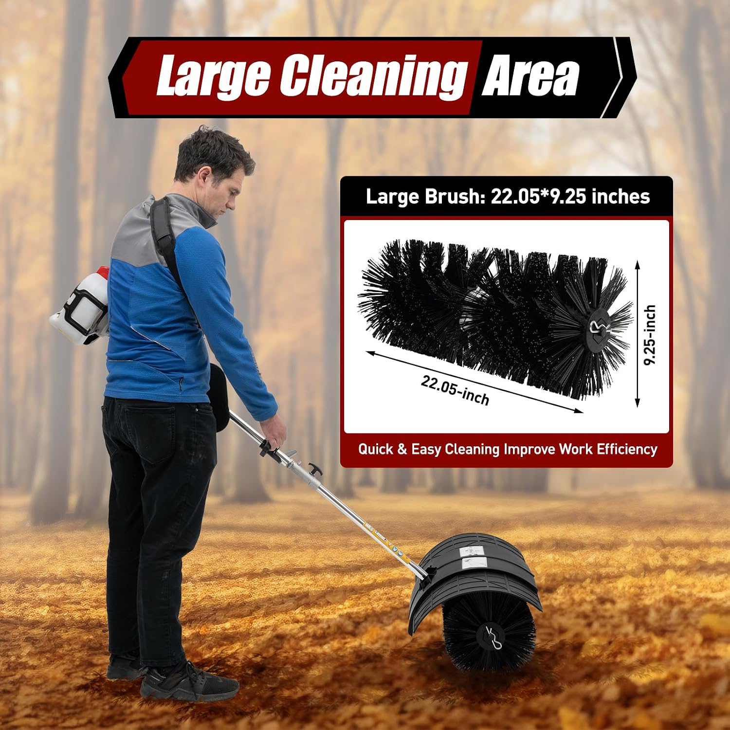 52CC Grass Handheld Sweeper Power Broom for Artificial Turf 2-Stroke Gas Powered Broom Turf Brush for Artificial Grass Single Cylinder Grass Power Brush Lawn Sweeper Cleaner Tools