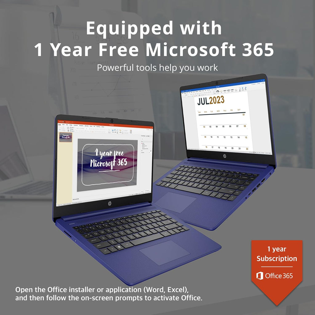 HP Stream 14' HD Business Laptop, Intel Celeron N4120, 4GB RAM, 224GB Storage (64GB eMMC + 160GB Docking Station Set), Intel UHD Graphics, 720p HD Camera, Wi-Fi, 1 Year Office 365, Win 11, Blue