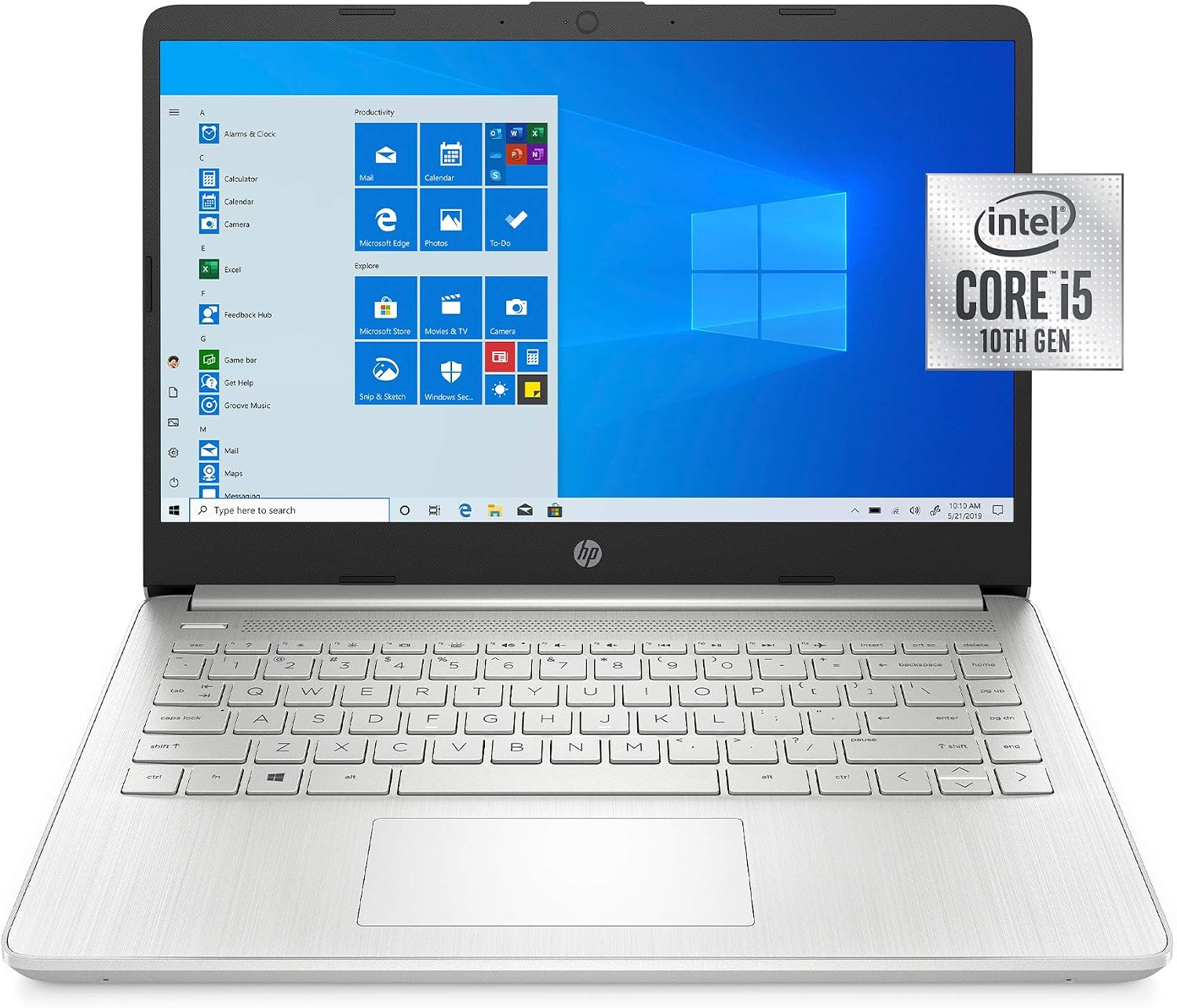 HP 14' HD Laptop, Intel Core i5-1035G1, Intel UHD Graphics, 8GB SDRAM, 256GB SSD, Natural Silver, Windows 10
