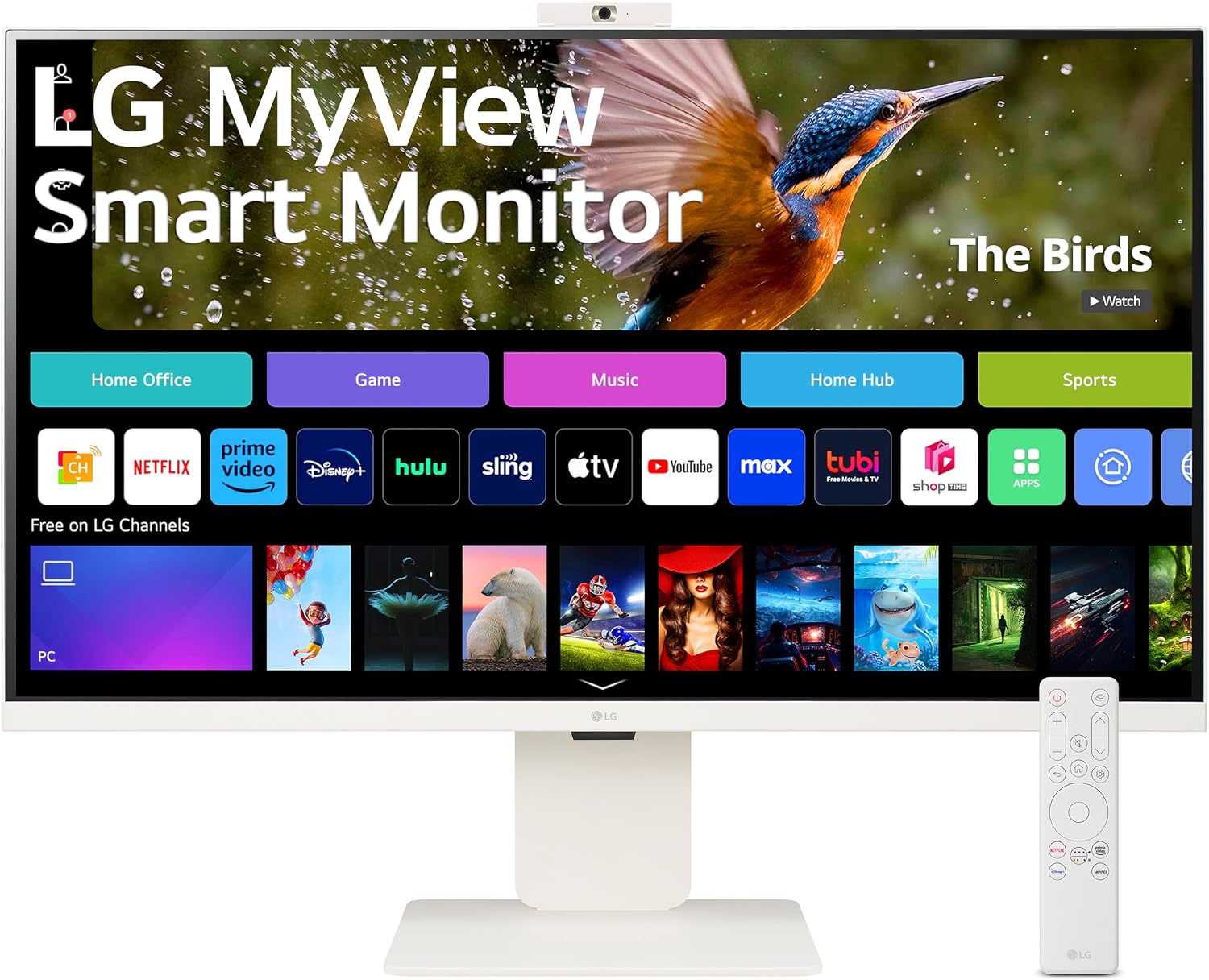 LG 32SR85U-W MyView Smart Monitor 32-inch 4K UHD (3840x2160), IPS Display, webOS 23, USB Type-C 90W PD, Built-in FHD Webcam & Speaker, HDR 10, AirPlay 2, Screen Share, Bluetooth, White (Renewed)
