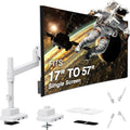 AVLT Single 57 Inch Heavy Duty Monitor Arm Pole Top Mount with USB-C&A Ports-White, Height Adjustable, Easy Install Top C-Clamp/Grommet with Reinforcement Plates, VESA Compatible 200/100/75