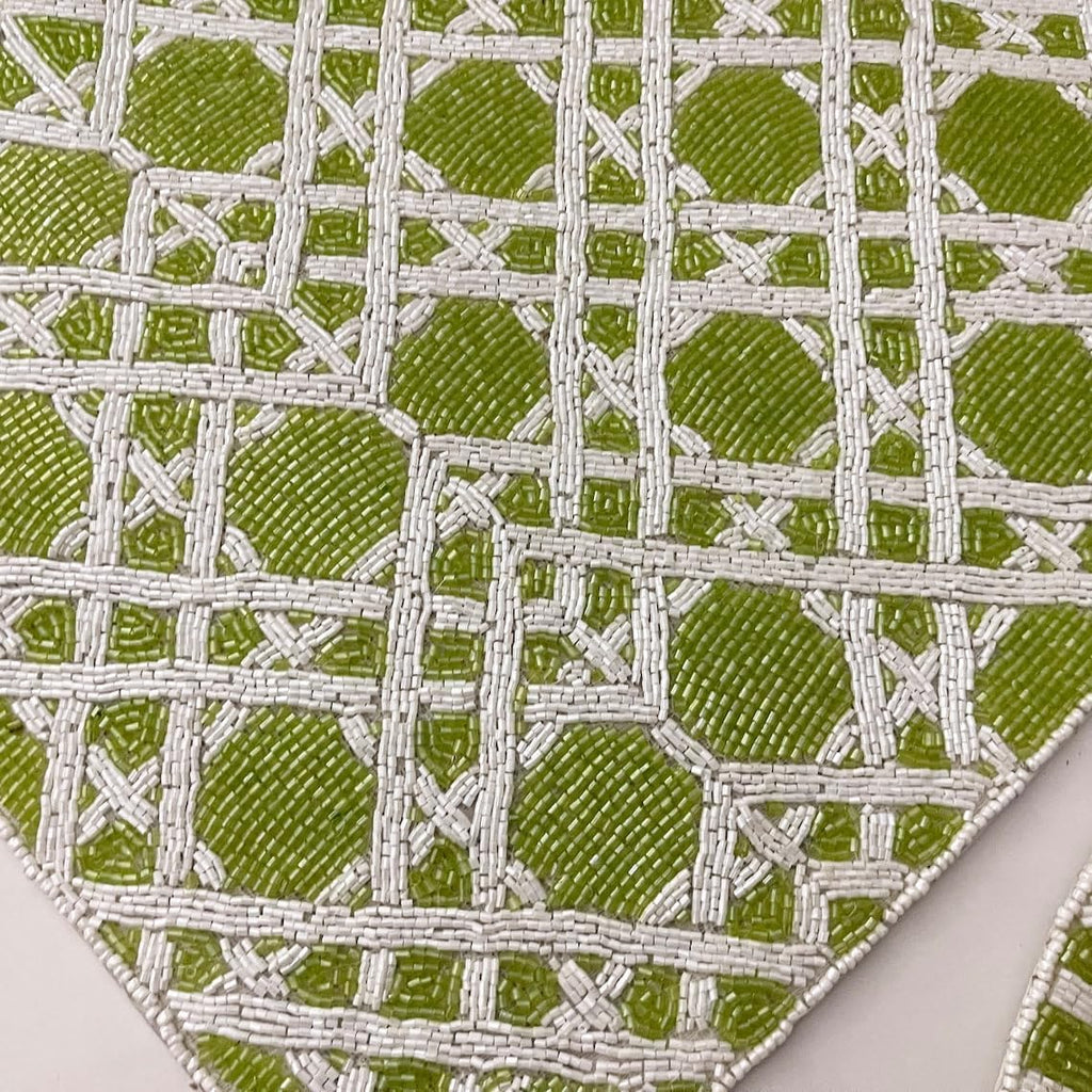 Enliven Set of 6 Handmade Green Placemats 14 Inch | Lightweight Decorative Dining Table Mats for Wedding, Party & Everyday Use | Easy to Clean Elegant Placemats