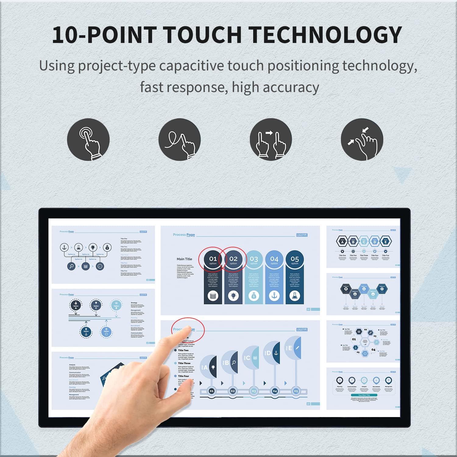 32 inch Capacitive Multi-Touch Screen Industrial Monitor, 16:9 Display 1920 x 1080P, Built-in Speakers, USB, VGA, DVI & HD-MI Ports, Digital Signage Displays and Player for Advertising