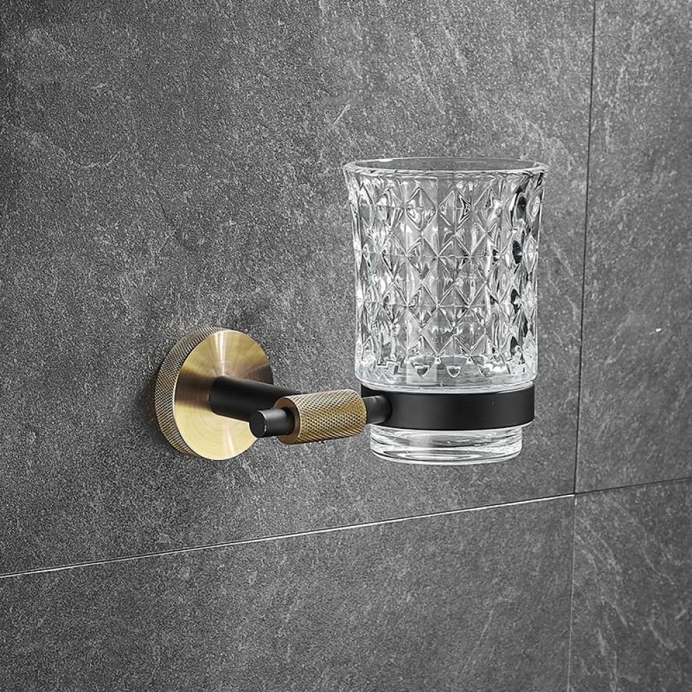 Stainless Steel Bathroom Hardware Set Bathroom Accessories Black Towel Rail Bar Rack Gold Towel Bar Shelf Towel Holder,Single Cup