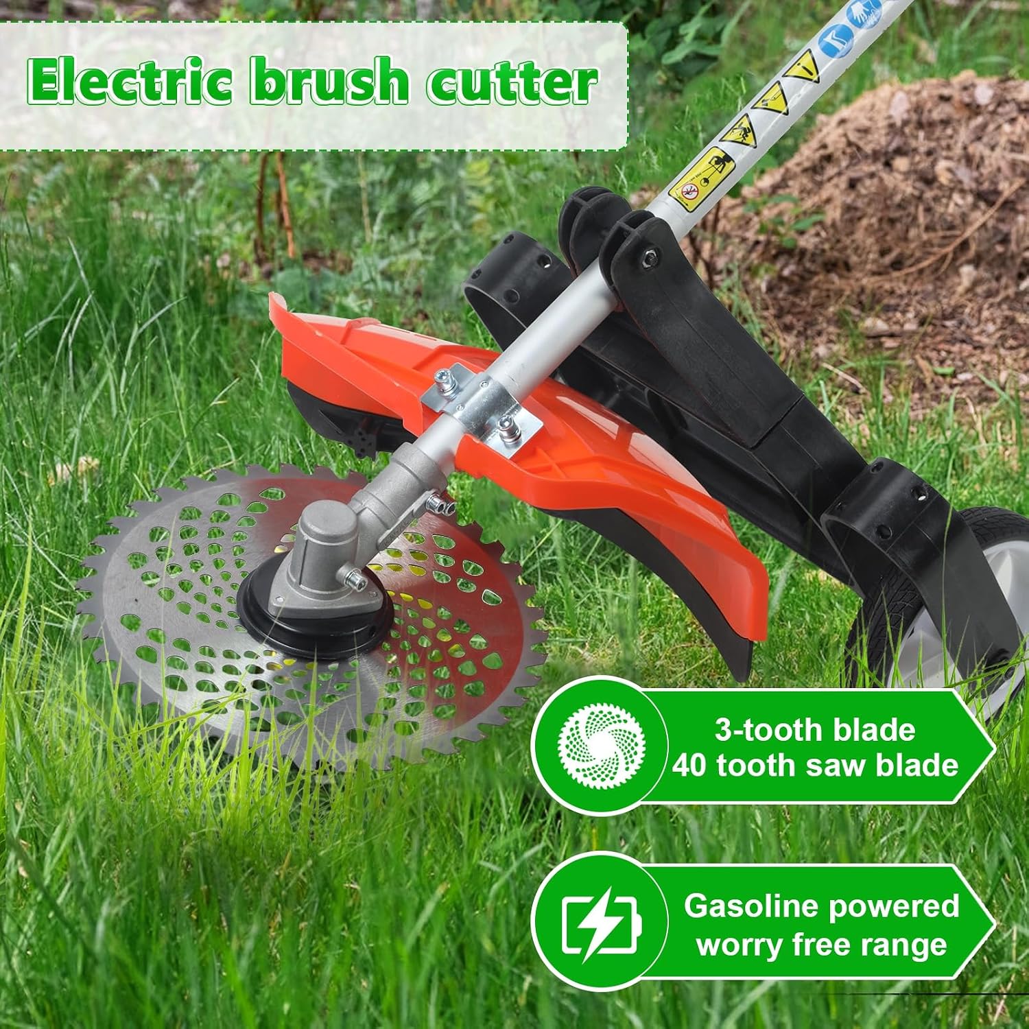 52cc 8-In-1Multi‑Function Trimming Tool, Gas Hedge Trimmer, Powerful String Trimmer, Brush Cutter, Pole Saw Chainsaw, Edger with Extension Pole, Weed Eater Powered Pruner Tool Orange