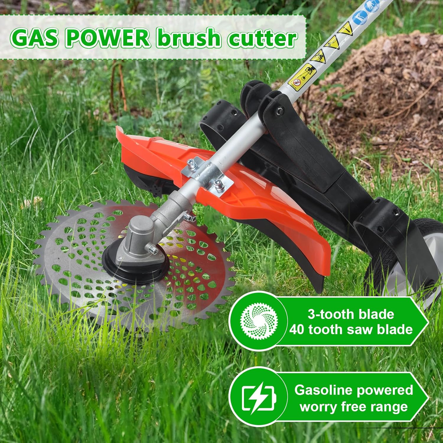 8-in-1 Multi-Functional Trimming Tool, 52CC 2-Cycle Gas Powered Hedge Trimmer, Weed Eater, String Trimmer, Brush Cutter, Edger, Pole Saw Chainsaw Pruner with Extension Pole (Orange)