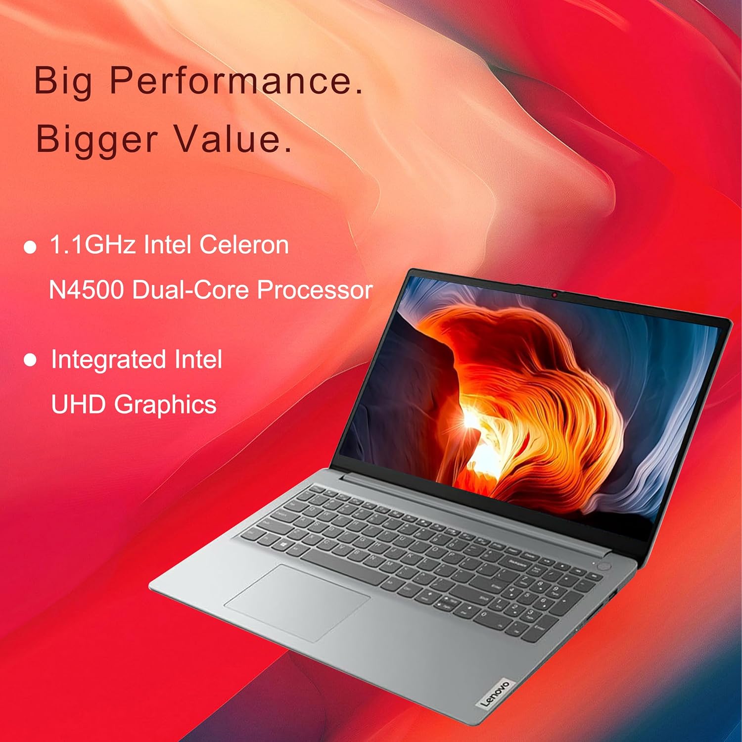 Lenovo IdeaPad 1 Laptop, 15.6' FHD Display, Intel Celeron N4500 Processor, 8GB RAM, 128GB SSD, SD Card Reader, Numeric Keypad, HDMI, Wi-Fi 6, Windows 11 Home, Grey (Renewed)