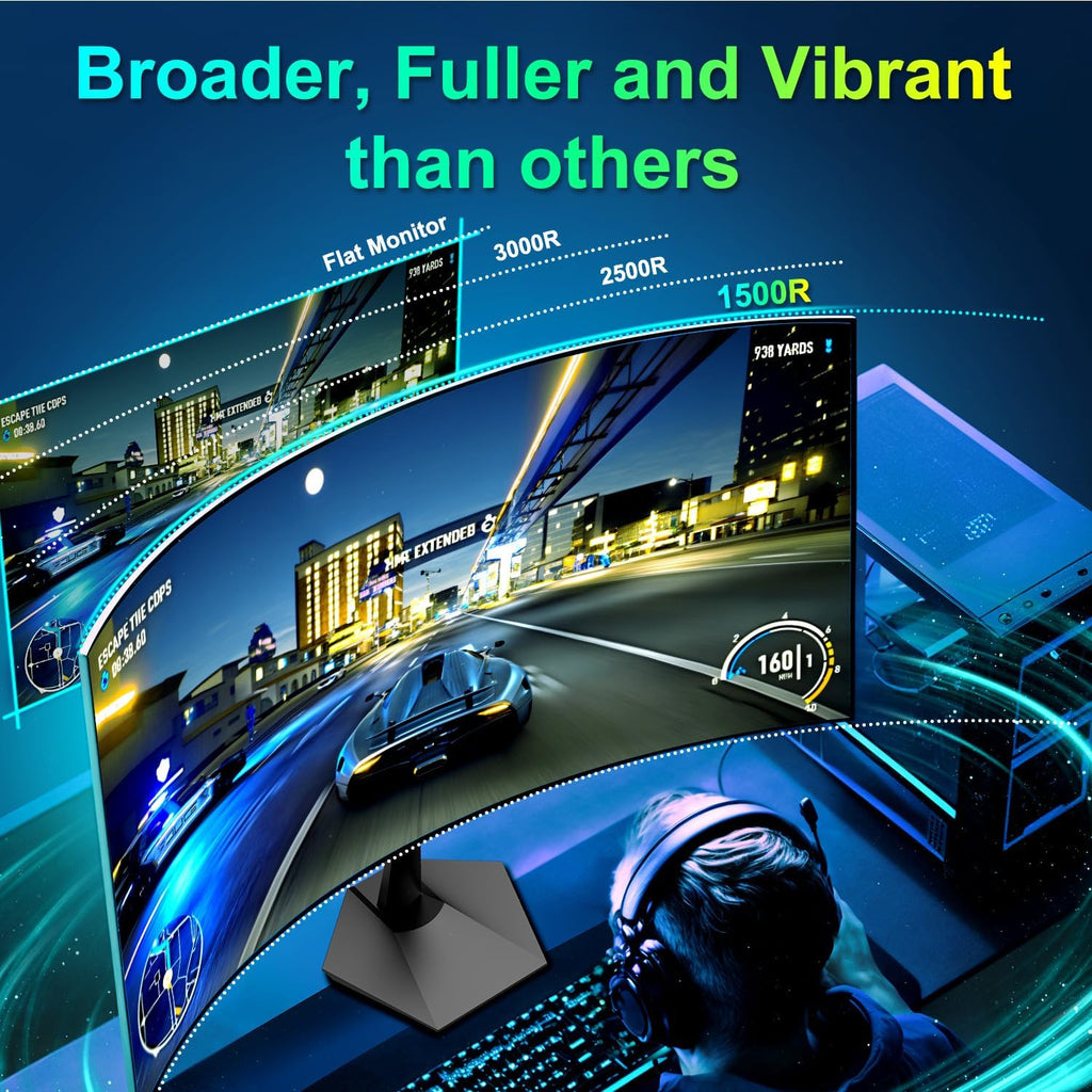 SANSUI Curved Monitor 27 inch 120Hz USB Type-C Computer Monitor with Speakers Built in丨FHD 1080p丨HDR丨110% sRGB丨1500R丨VESA Compatible,for Tablet,Desktop,Laptop and PC Work Gaming