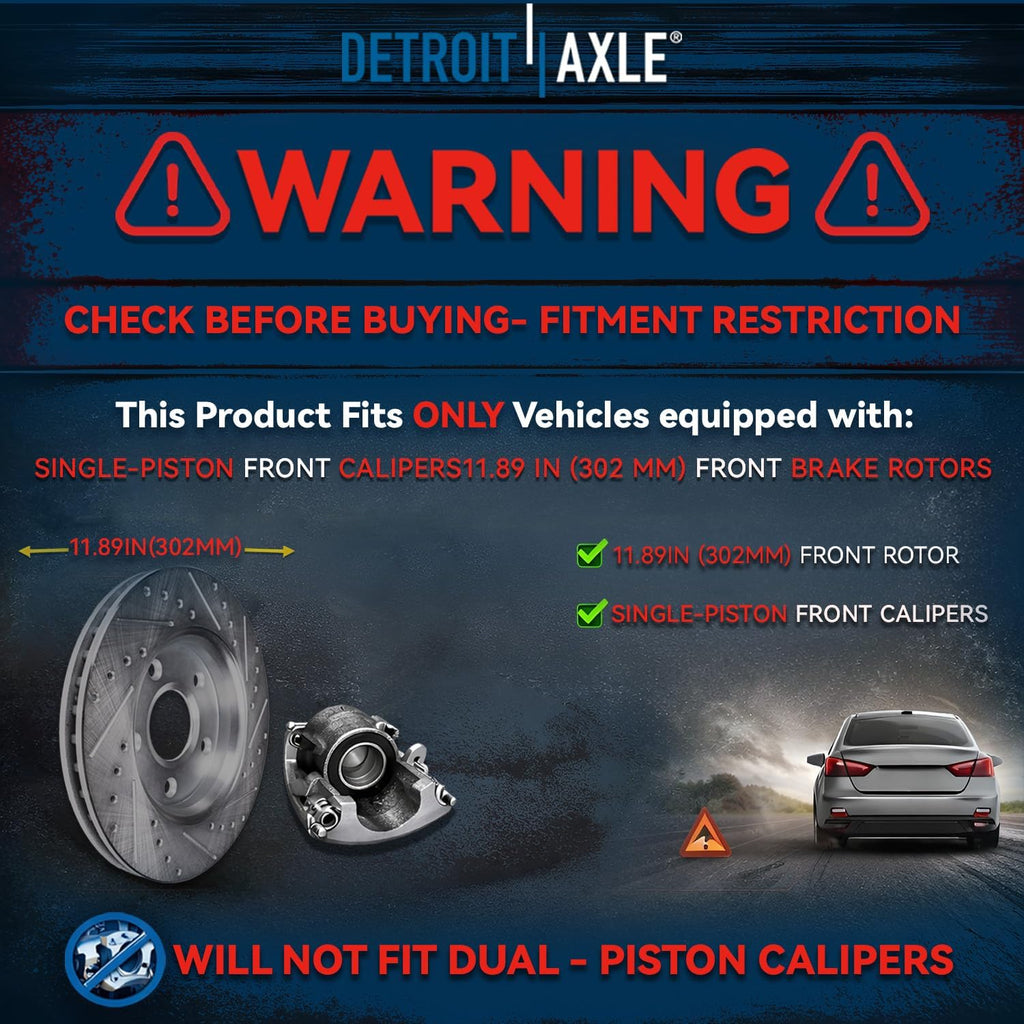 Detroit Axle - Front Brake Kit for Chrysler Town & Country Dodge Grand Caravan VW Routan Ram C/V, 2 Drilled & Slotted Disc Brake Rotors 2 Wheel Bearing & Hubs 20 Wheel Lug Nuts: 11.89' inch Rotor