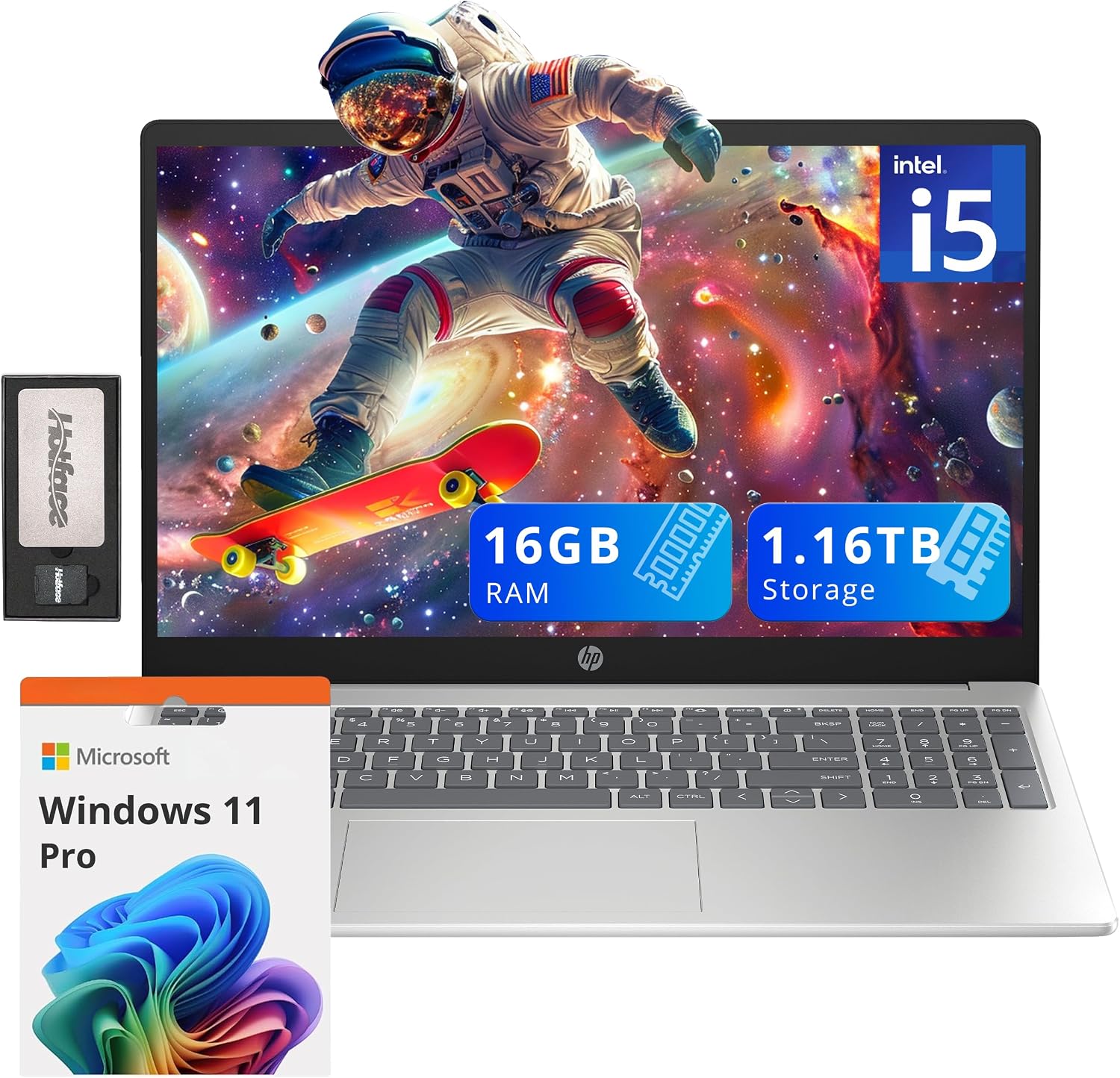 HP Pavilion 15.6' FHD IPS Anti-Glare Laptop, Intel i5-1235U, 16GB RAM, 1.16TB Storage(1TB SSD + 160GB Docking Station Set), Iris Xe Graphics, Num Pad, HD Webcam, Wi-Fi 6, Windows 11 Pro, Silver