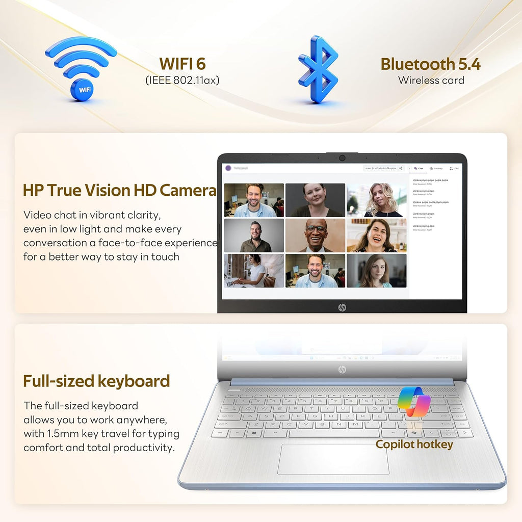 HP Flagship 14' Laptop with AI Copilot for Student, 13th Gen Intel 4-Core, 4GB DDR4, 256GB Storage(128GB UFS+128GB Docking Station), Intel Graphics, Webcam, 1 Year Office 365, WiFi 6, Win 11 S, Blue