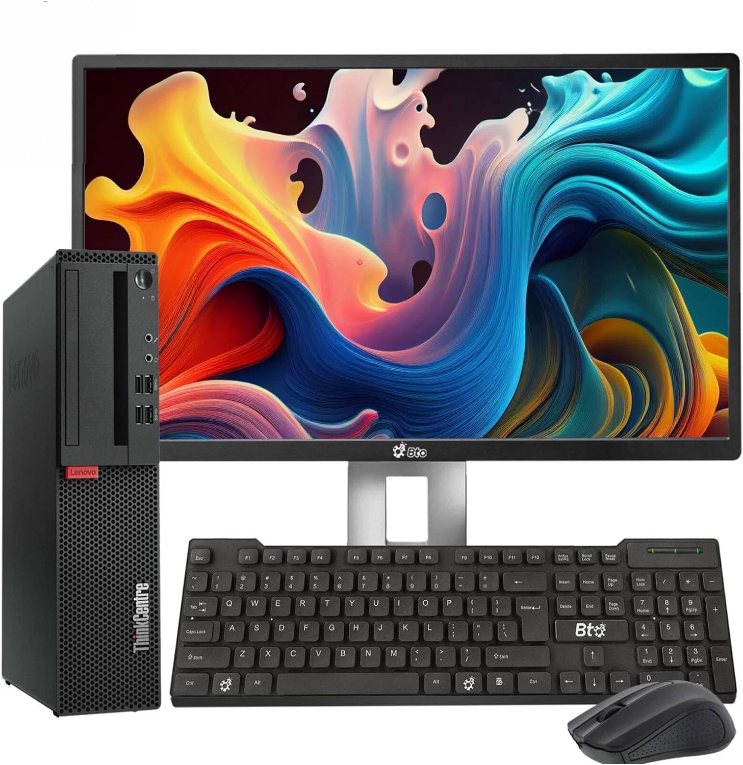 Lenovo ThinkCentre M910S Desktop Computer PC - Intel Core i5-7500 7th Gen - 16GB DDR4 Ram - 1TB SSD - New 24-in LED Monitor - Built-in WiFi - Wireless Keyboard & Mouse - Windows 11 Pro (Renewed)