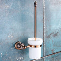 Bathroom Hardware Set Brown Bronze Rose Gold Towel Rack Set Towel Bar Toilet Paper Holder Towel Ring Wall Mounted Bathroom Accessories Kit Wall Mounted,Single Glass(Toilet Brush)