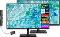 acer 27' FHD IPS Monitor with 4ms Response Time, Anti Glare, VESA Mount (100mm), HDMI, VGA & Dockztorm USB Port Expander, Black Color 2 Pack