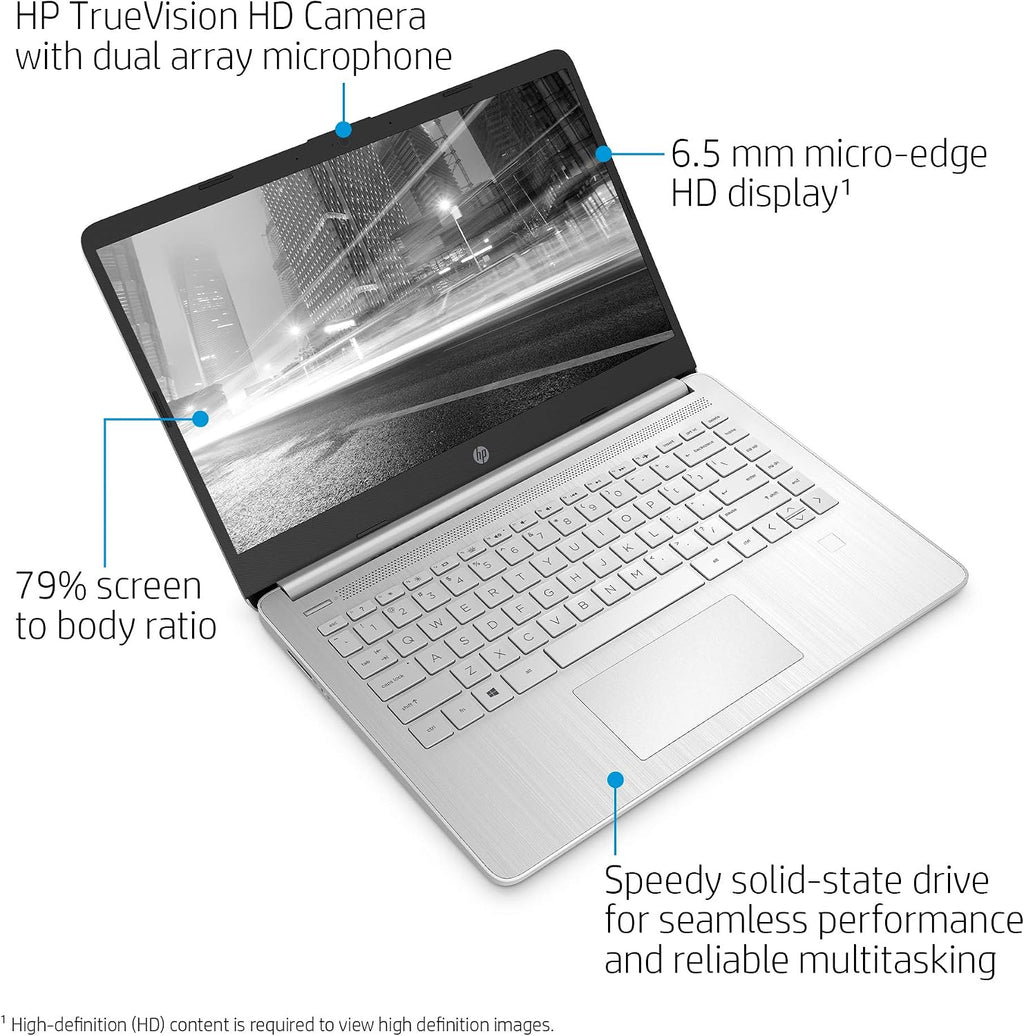 HP 14' HD Laptop, Intel Core i5-1035G1, Intel UHD Graphics, 8GB SDRAM, 256GB SSD, Natural Silver, Windows 10