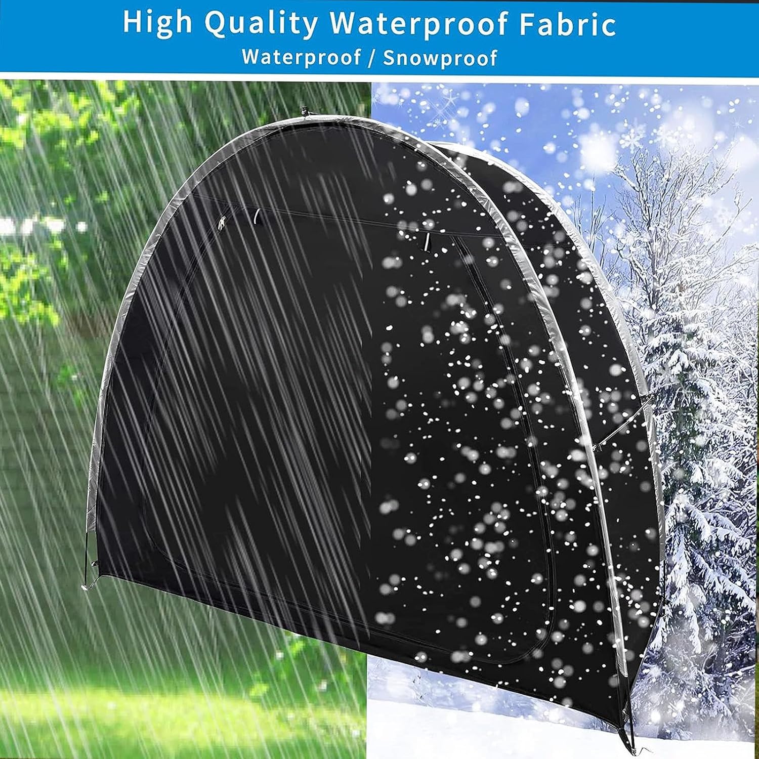 Bike Cover Bicycle Tent Can Be Spliced Outside Storage Sheds with Double Doors for 2-5 Bikes Lawn Mower Storage,Black(Purple)
