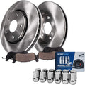 Detroit Axle - Front Disc Brake Rotors + Ceramic Brake Pads w/12pc Wheel Lug Nuts Replacement for 2012-2018 Ram 1500 5-Lugs - 6pc Set