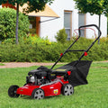 131cc Self-Propelled Lawn Mower, 18-Inch 3-in-1 Walk Behind Mower with 50L Grass Bag, Gas Powered Push Mowers for Residential & Commercial Use Red