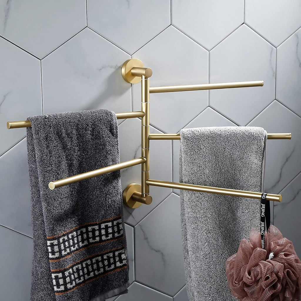 Bathroom Shelves All Copper Brushed Gold Towel Rack Bar Rail, Simple and Light Luxury Bath Towel Rack, Bathroom Bathroom Rack, Hardware Pendant Set (Color : Five Rod)