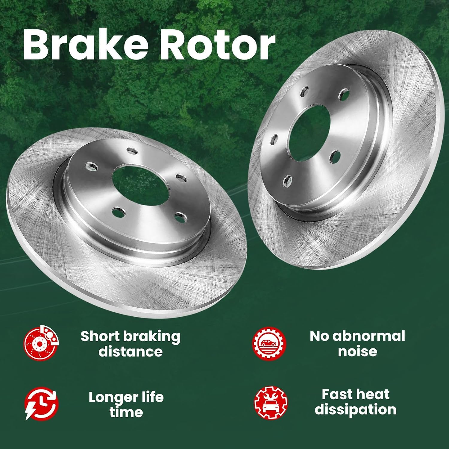 Front Brake Kit, Brakes and Rotors fits Ford Fiesta 1.6L 2011 2012 2013 2014 2015 2016 2017 2018 2019 Vented Brake Rotors Ceramic Brake Pads 6pcs