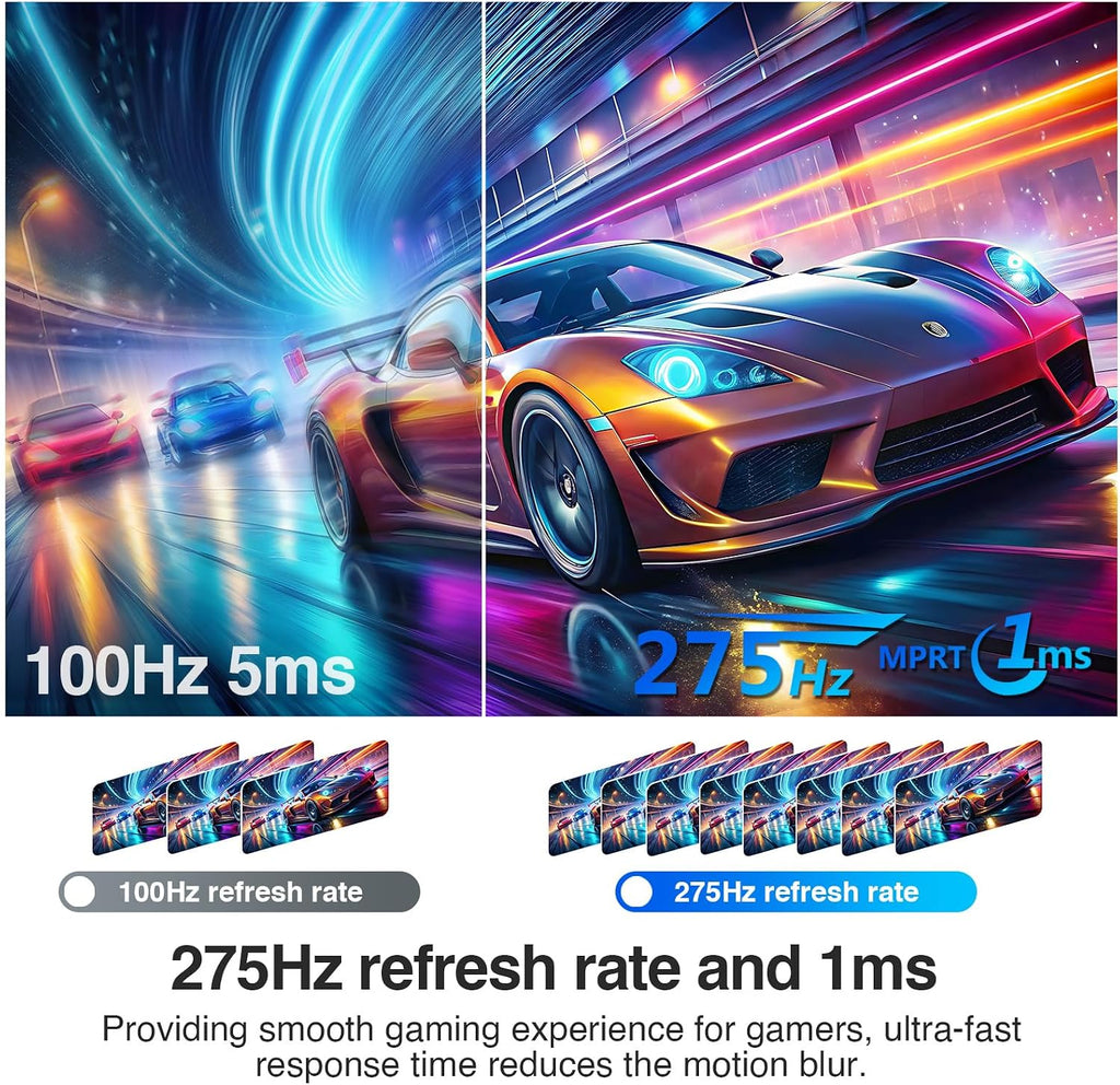 Z-Edge 27 Inch Gaming Monitor, QHD (2560 x 1440) 275Hz 240Hz Fast IPS Monitor, Support FreeSync, AG27QS 1ms MPRT Refresh Rate, sRGB 120%, 16.7M Colors, HDMIx2, DPx1