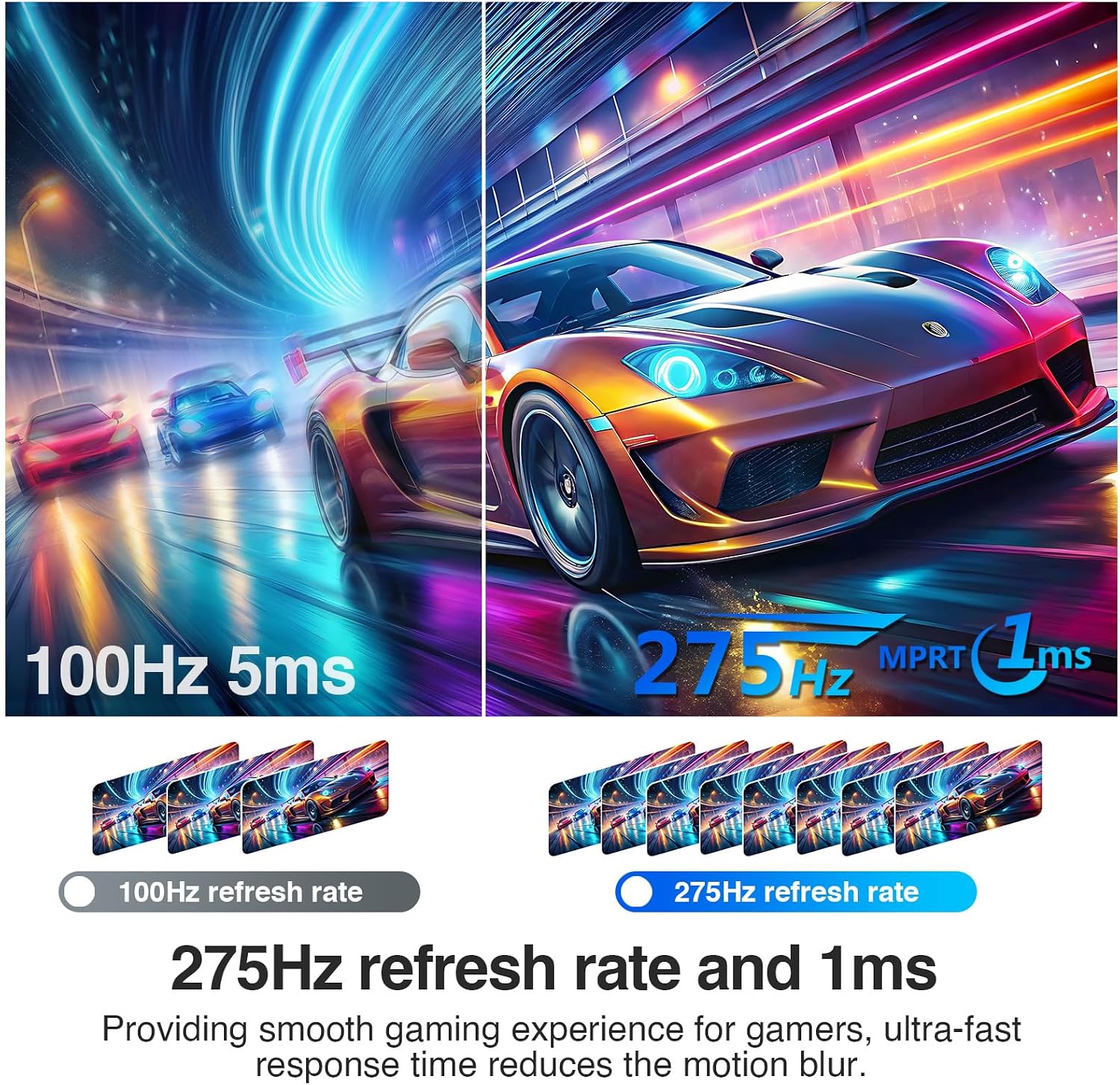 Z-Edge 27 Inch Gaming Monitor, QHD (2560 x 1440) 275Hz 240Hz Fast IPS Monitor, Support FreeSync, AG27QS 1ms MPRT Refresh Rate, sRGB 120%, 16.7M Colors, HDMIx2, DPx1