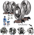Detroit Axle - Brake Kit Wheel Bearing Hubs for 2010-2017 Chevy Equinox GMC Terrian Brake Rotors Ceramic Brakes Pads Wheel Bearing Hubs 2011 2012 2013 2014 2015 2016 Front and Rear Replacement