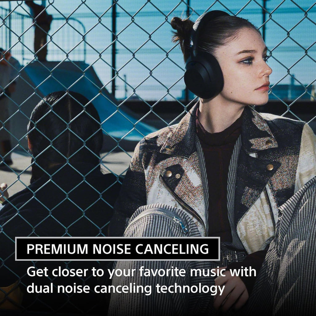 Sony ULT WEAR Noise Canceling Wireless Headphones with Alexa Built-in, Massive Bass Comfortable Design, Black WHULT900N/B Bundle with Pro Audio Headphone Stand + Microfiber Cloth