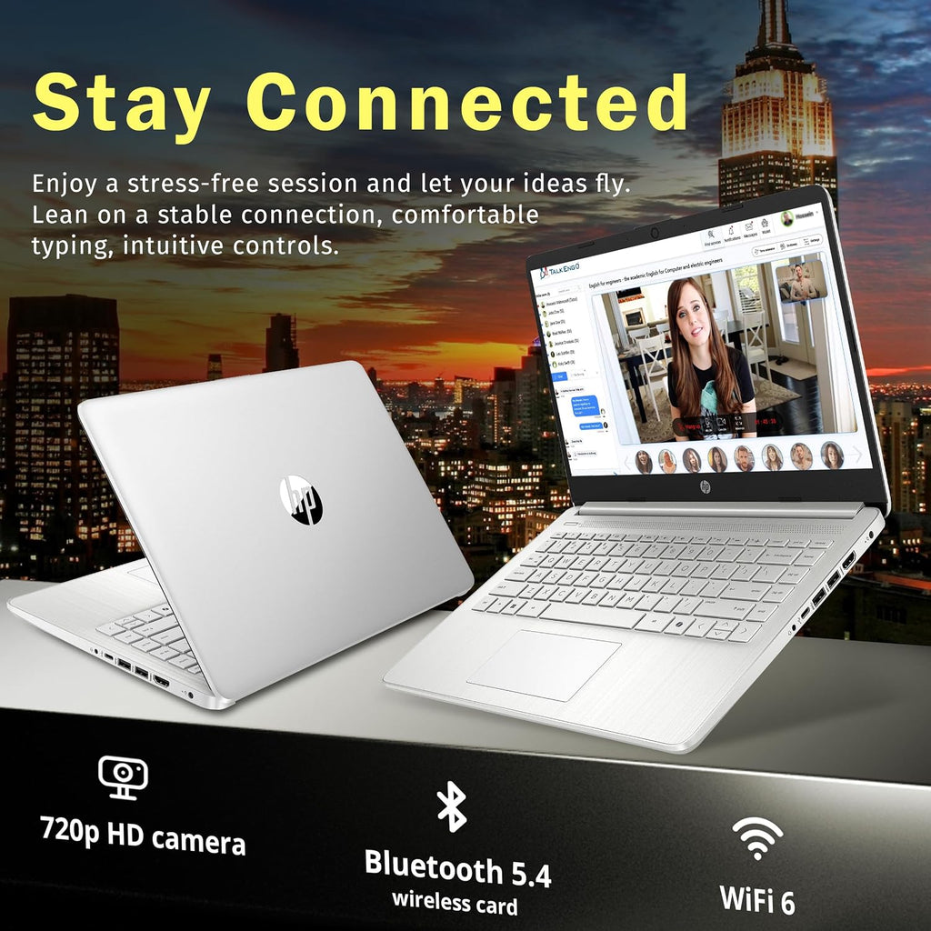 HP Stream 14' Laptop for Students & Business, Intel Processor N150, 16GB RAM, 1.12TB Storage (128GB UFS+1TB Docking Station Set), Wi-Fi 6, 1 Year Office 365, Copilot AI, Fast Charge, Win 11s, Silver