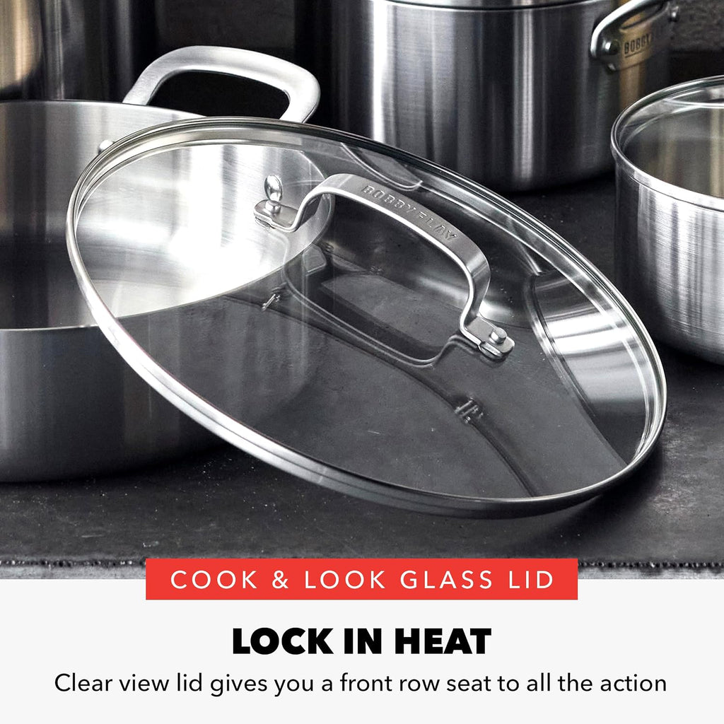 GreenPan x Bobby Flay 10 Piece Stainless Steel Cookware Set, Tri-Ply Multiclad Pots & Pans, Professional Grade, Oven & Broiler Safe to 600°F, Dishwasher Safe, Durable, Induction Compatible, Silver