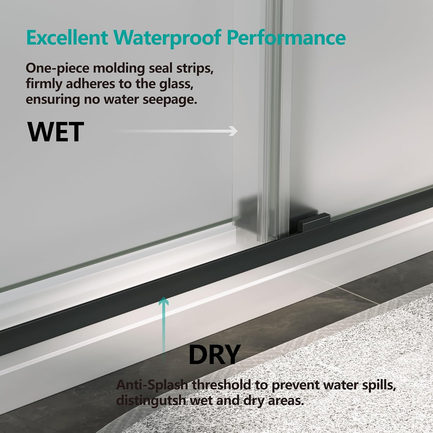 56-60' W x 76' H Single Sided Frosted Shower Doors Soft Close Double Sliding Frameless 3/8'(10mm) Temperedd Glass with Towel Bar Handle (Matte Black)