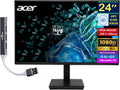 acer 24' FHD IPS Monitor with 4ms Response Time, Anti Glare, VESA Mount (100 x 100mm), HDMI, VGA & Dockztorm USB Port Expander, Black Color