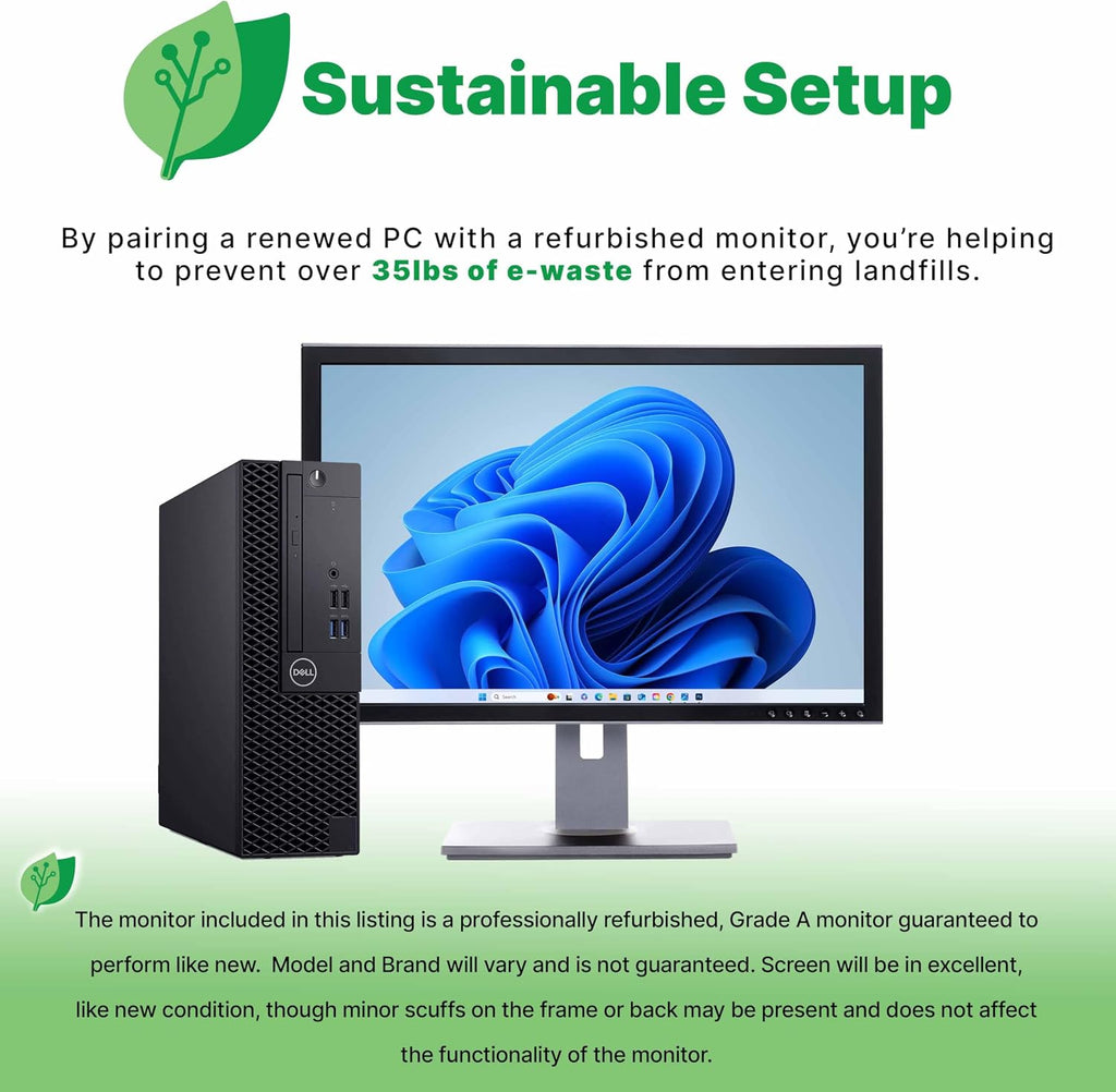 Dell 5060 Desktop PC w/RGB LEDs | Windows 11 Pro | Intel i5-8500 | 16GB RAM 500GB SSD | RENEWED 24' FHD Monitor | Home or Office Optiplex Computer | 5G WiFi + BT (Renewed)