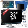 Peslv [2 Pack] 32 Inch Privacy Screen for Computer Monitor 16:9 Aspect Ratio, Eye Protection Anti Blue Light Glare Shield, 32inch Removable Black Blackout Anti Spy Desktop Security Private Filter