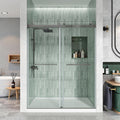 DEBOX Frameless Double Sliding Shower Door, 50-55' W x 76' H, 3/8' (10mm) SGCC Clear Tempered Glass, Adjustable Width, Square Rail, Double Towel Bars, Gunmetal