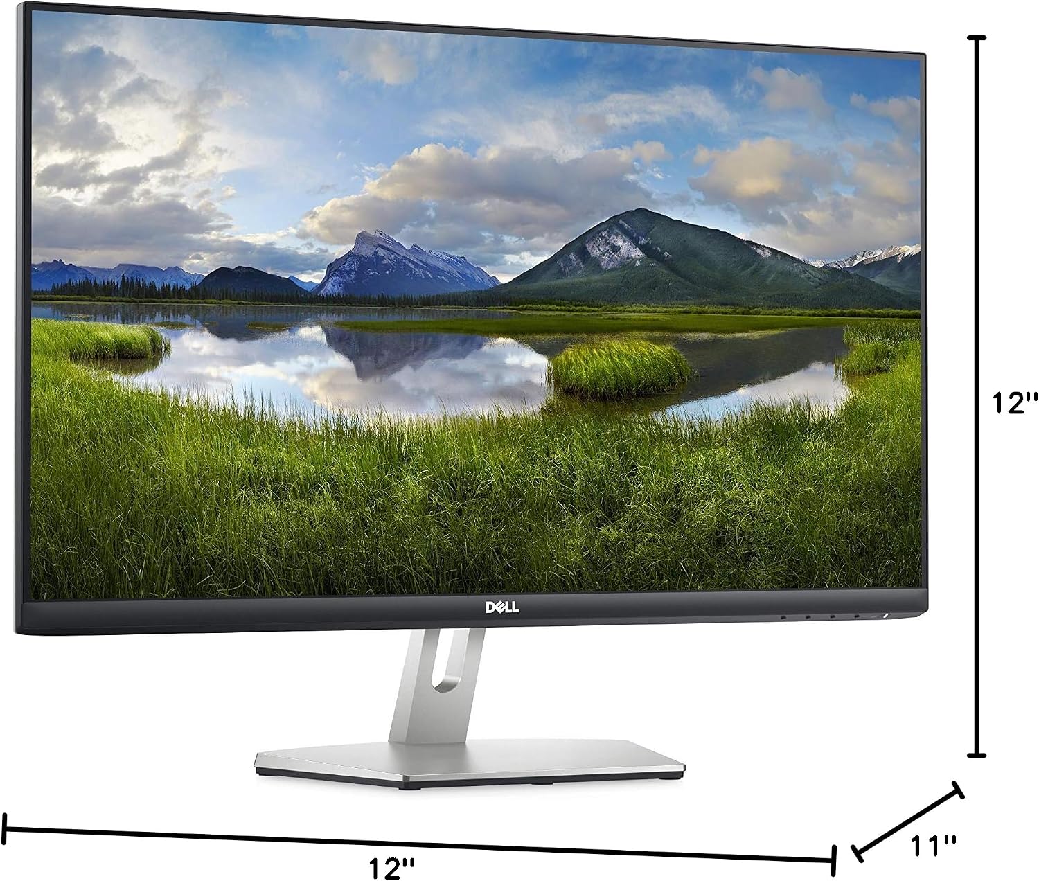 Dell S2721H 27 Inch Full HD 1080p, AMD FreeSync IPS Ultra-Thin Bezel Monitor, Built-in Speakers, Silver, Black