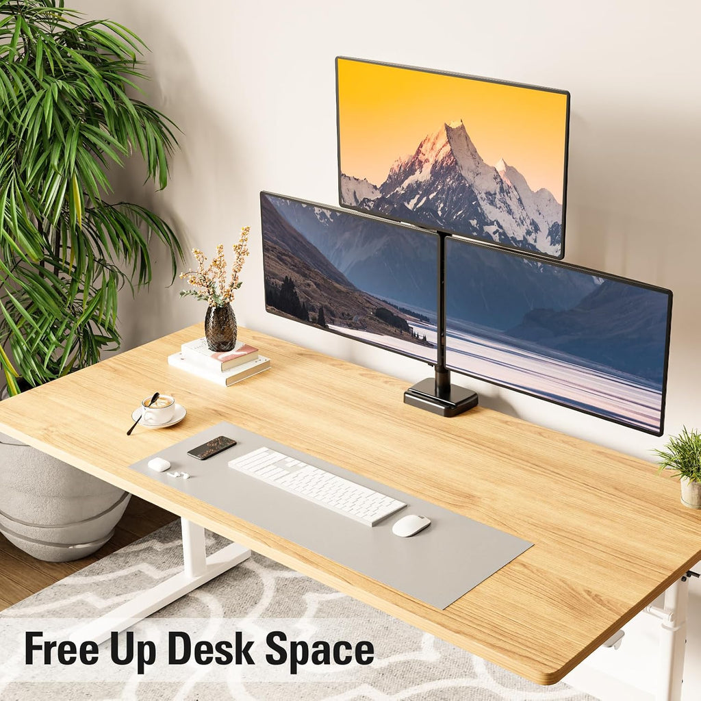Triple Monitor Mount up to 32' Computer Screen, up to 19.8lbs Each, Adjustable 3 Monitor Stand with Clamp & Grommet Kit, Gas Spring Arm with Tilt Swivel Rotate, VESA Mount 75x75/100x100mm