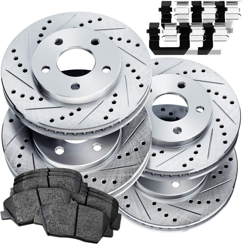 PowerSport Front Rear Brakes and Rotors Kit |Front Rear Brake Pads| Brake Rotors and Pads| Ceramic Brake Pads and Rotors |fits 2016-2017 Honda Accord