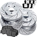 PowerSport Front Rear Brakes and Rotors Kit |Front Rear Brake Pads| Brake Rotors and Pads| Ceramic Brake Pads and Rotors |fits 2016-2017 Honda Accord