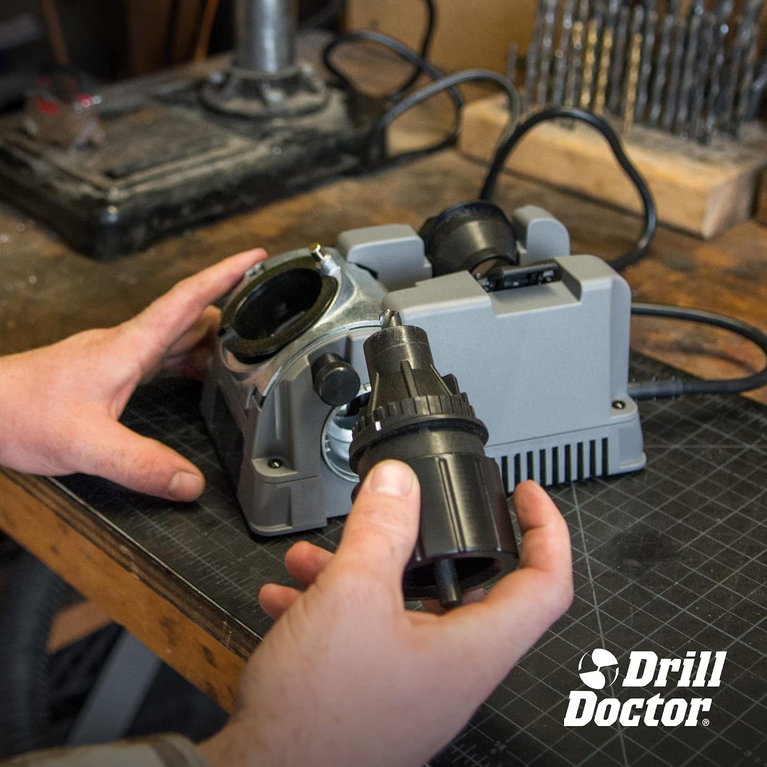 Drill Doctor DD750X Electric Drill Bit Sharpener, 3/32-3/4' High-Speed, Portable - Steel, Masonry, Carbide, Cobalt, Tin-Coated Bits, Adjustable Angles
