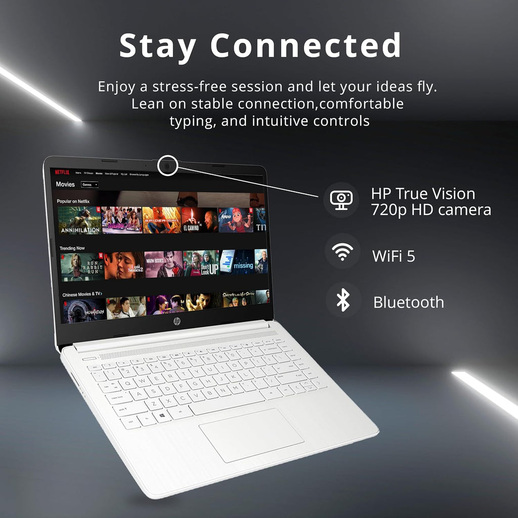HP Stream 14' HD BrightView Laptop, Intel Celeron N4120 Processor, 8GB RAM, 64GB SSD, Intel UHD Graphics, 720p Webcam, WiFi, HDMI, Win 11 S, White (Renewed)