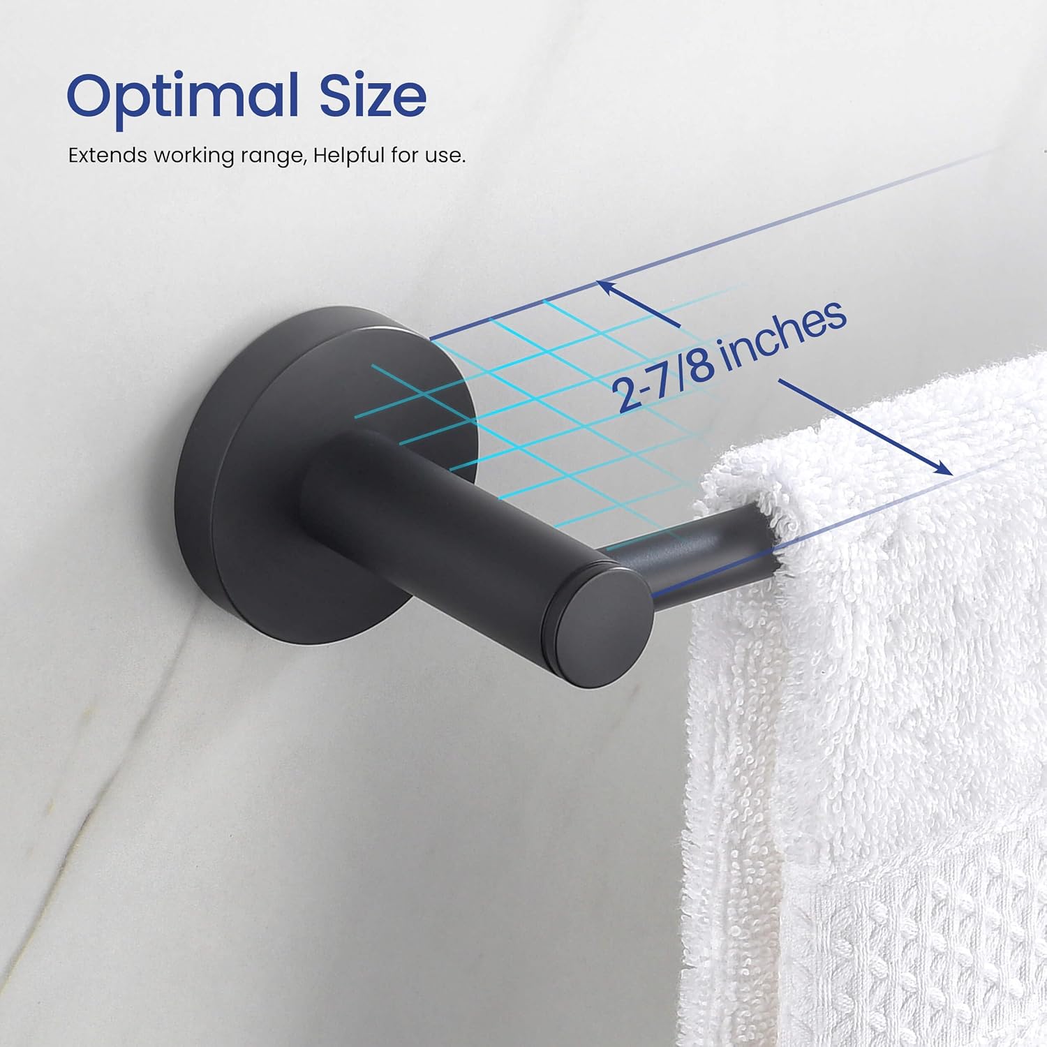 KIBI 5-Piece Bathroom Hardware Set – Wall Mounted Circular Bathroom Accessories Kit with 24 Inch Towel Bar, 10 Inch Towel Ring, Toilet Paper Holder & 2 Robe Hooks – Matte Black