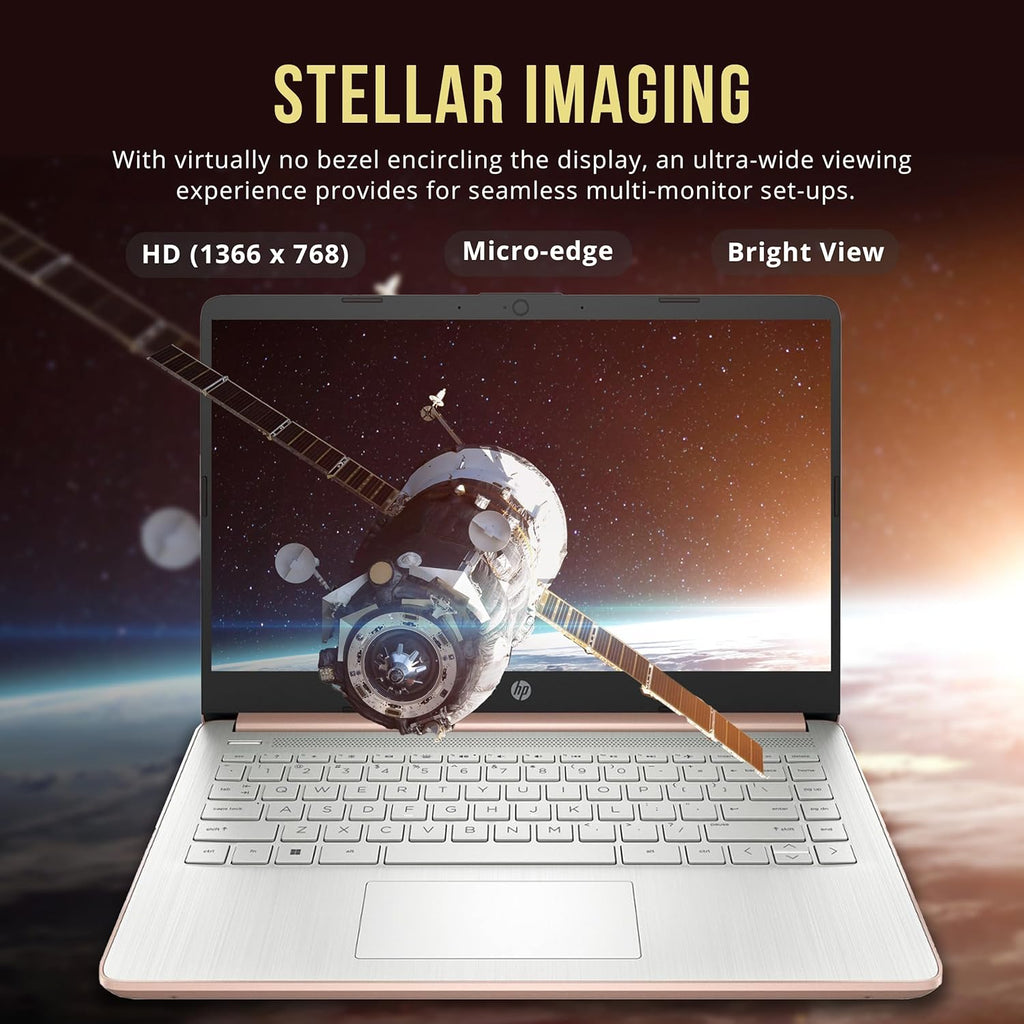 HP Stream 14' HD BrightView Laptop, Intel Celeron N4120, 16GB RAM, 256GB Storage (128GB eMMC + 128GB USB Card), Intel UHD Graphics, HD Camera, Fast Charge, 1 Year Office 365, Win 11 S, Gold