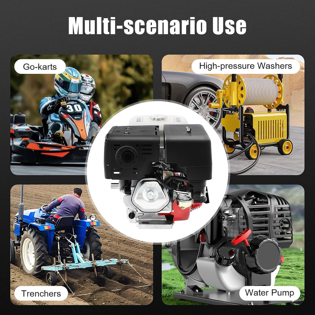 4 Stroke Gasoline Engine, 15HP 420CC Gas Engine, 9700W 3600RPM Go Kart Motor Engine, for Lawnmowers, Go Karts, Compressors, Trenchers